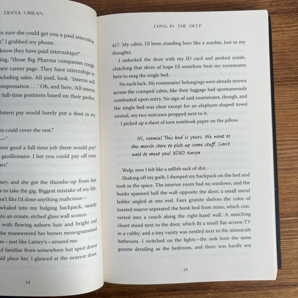 Lying in the Deep Diana Urban Hardcover YA Thriller Mystery Book